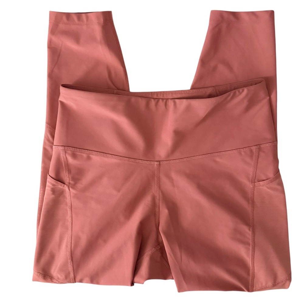 Old Navy Powersoft High-Rise Leggings Womens L Salmon Mesh‎ Pocket Go-Dry 7/8 - Picture 7 of 13